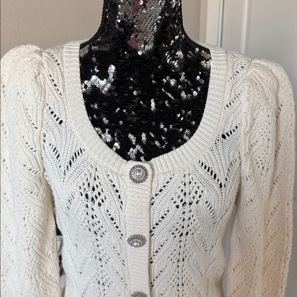 Express Cream Knit Sweater with Button Detail - Picture 3 of 8